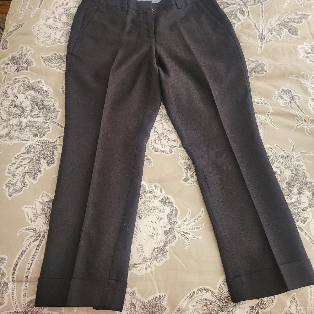 Lands' End Black Wool Blend Ankle Length Cuffed Lined Pant Size 6 EUC